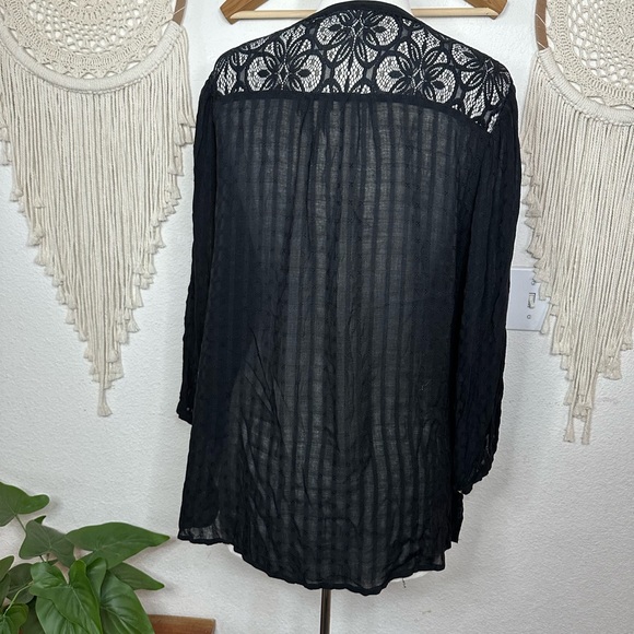 Ava & Viv black sheer boho blouse NEW size XL - Picture 5 of 7